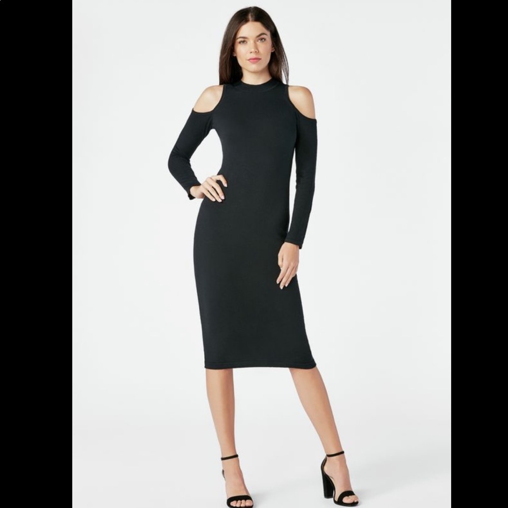 JustFab Midi Cold Shoulder Sweater Dress